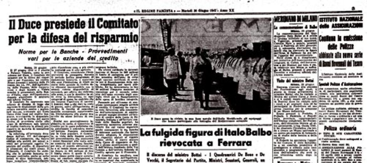 Il Duce promulga provvedimenti per le banche a difesa del risparmio