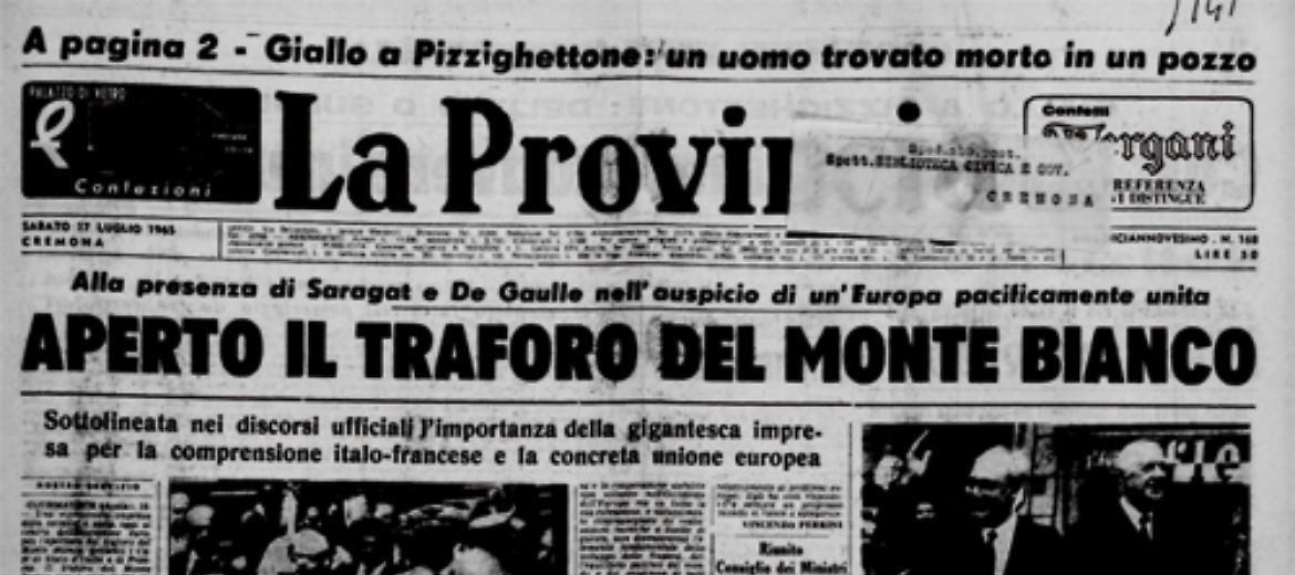 E' stato ufficialmente aperto il traforo del Monte Bianco. Presenti Saragat e De Gaulle