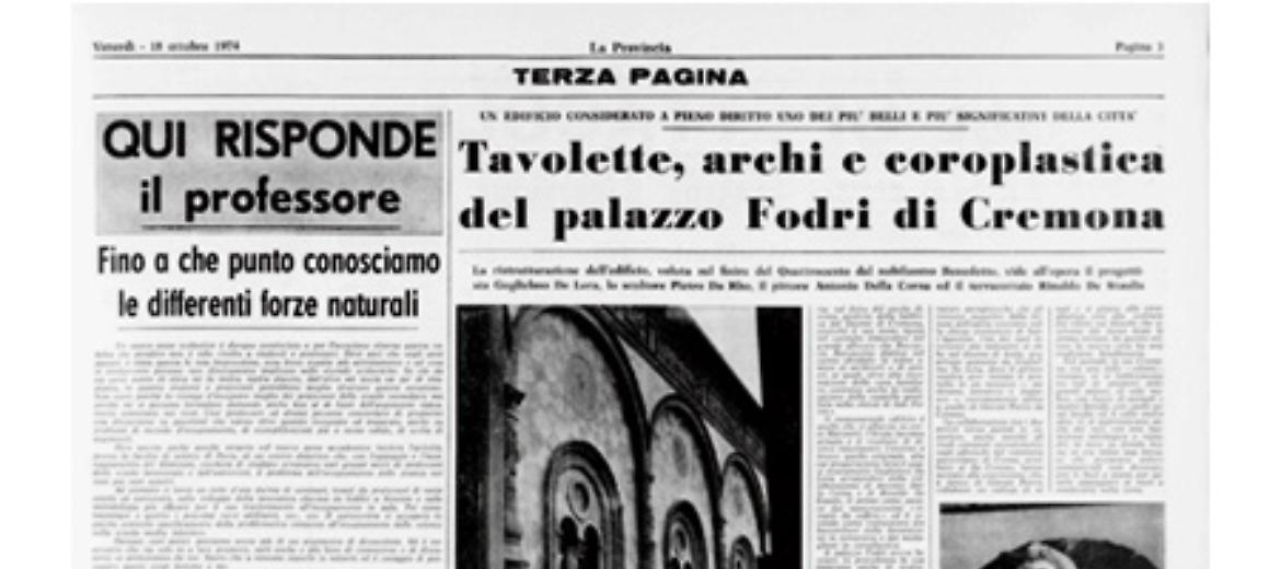 Tavolette, archi e coroplastica del palazzo Fodri di Cremona