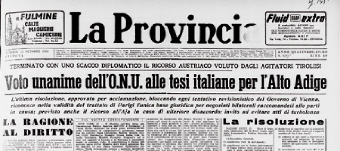 Il caso Alto Adige sul tavolo della Commissione Politica Speciale dell'ONU