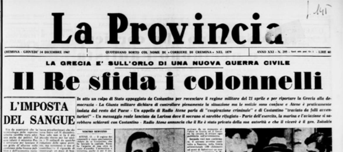 Il re sfida i colonnelli. La Grecia sull'orlo di una nuova guerra civile