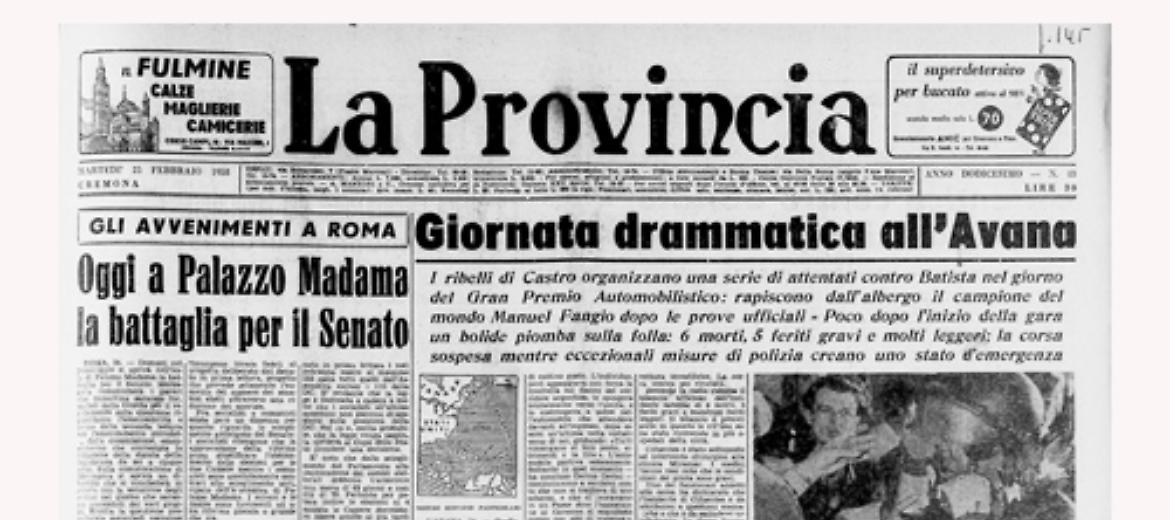 Fangio rapito a Cuba, poi un incidente provoca una strage durante la gara