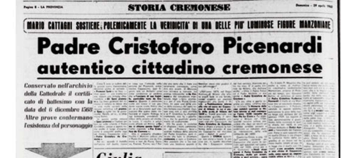 Padre Cristoforo de "I Promessi Sposi" manzoniani fu un autentico cittadino cremonese