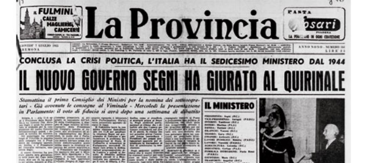  In Italia ha inizio il primo governo Segni