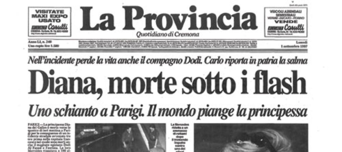 Diana, Principessa del Galles muore in un incidente stradale a Parigi