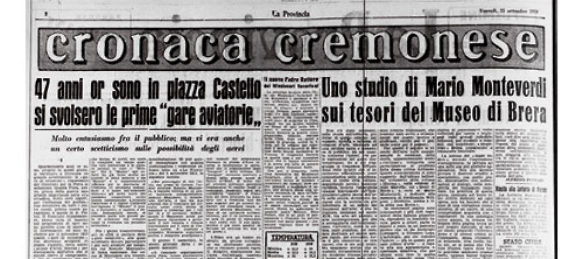 Le prime gare di aviazione in Piazza Castello a Cremona