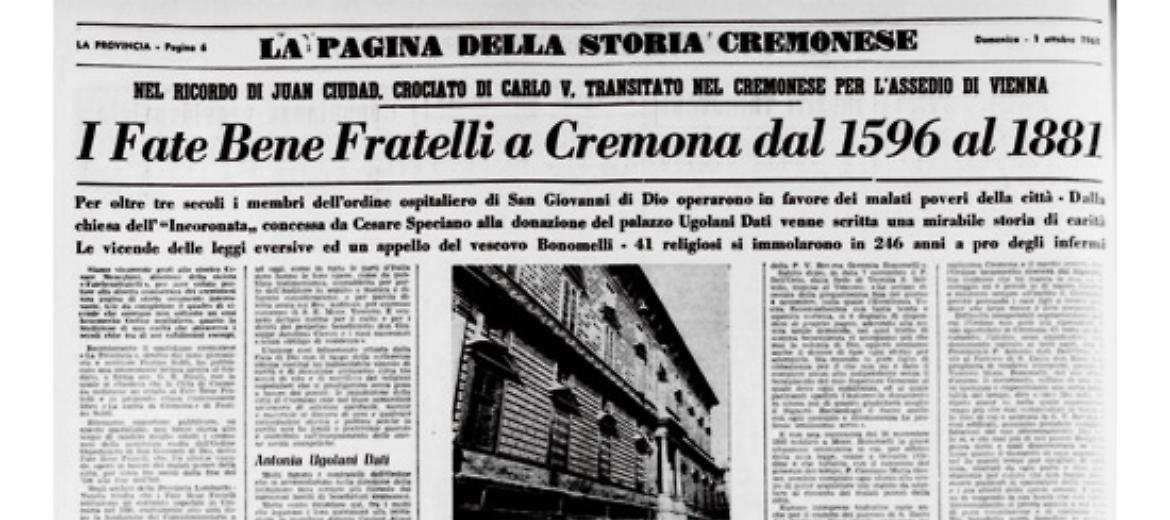 I Fate Bene Fratelli a Cremona dal 1596 al 1881 
