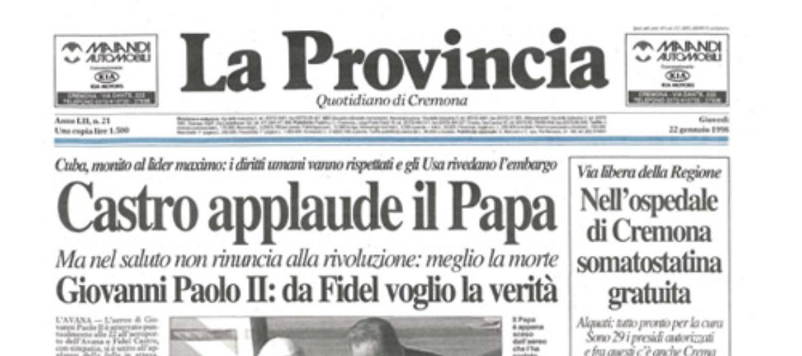  Papa Giovanni Paolo II, in visita apostolica a Cuba, incontra anche Fidel Castro
