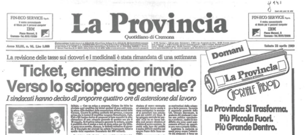 Storico numero del quotidiano 'La Provincia': è l'ultimo nel formato tradizionale. Da 23 si modernizza e diventa tabloid