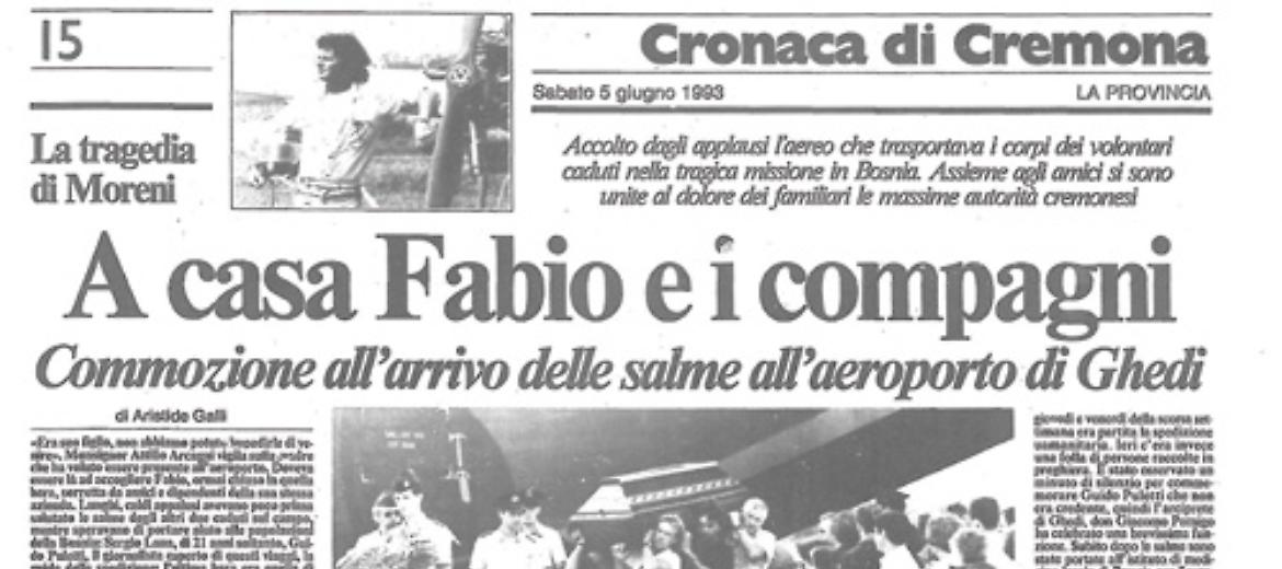 Dopo la tragica missione in Bosnia è arrivata all'aeroporto di Ghedi la salma di Fabio Moreni