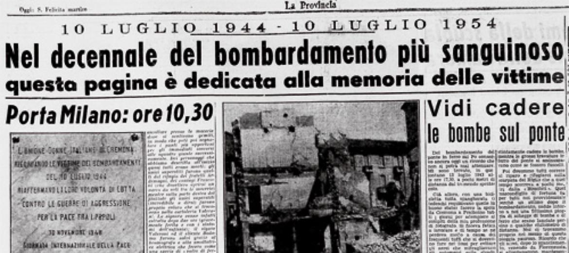 Le vittime del bombardamento su Cremona ricordano i tragici momenti avvenuti nel 1944