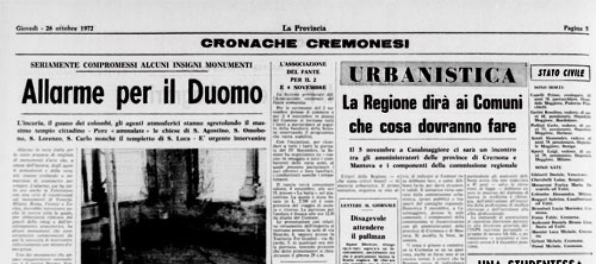 Emergenza per il Duomo di Cremona, e per altri importanti monumenti di tutta Italia, a causa dell'inquinamento atmosferico