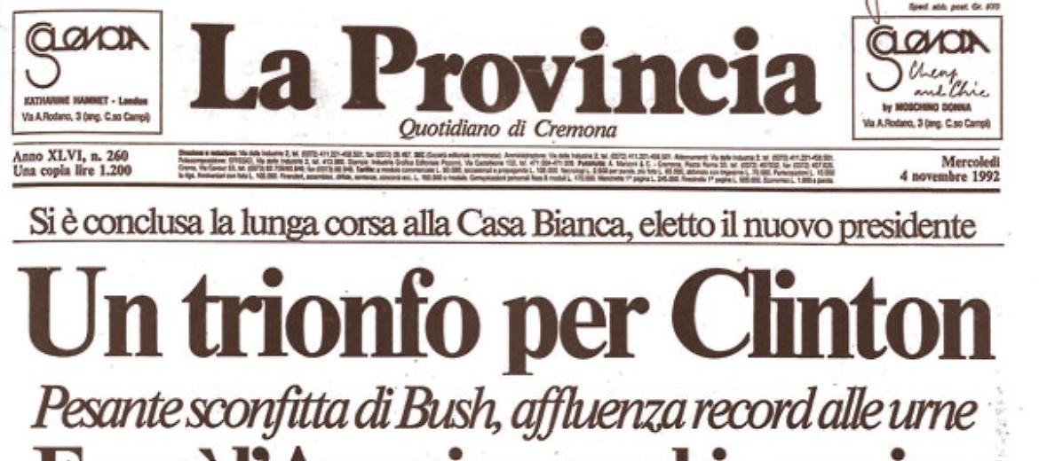 Il democratico Bill Clinton vince la corsa alla Casa Bianca