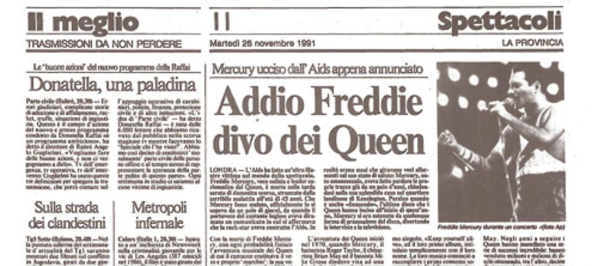 Muore stroncato dall'Aids Freddie Mercury