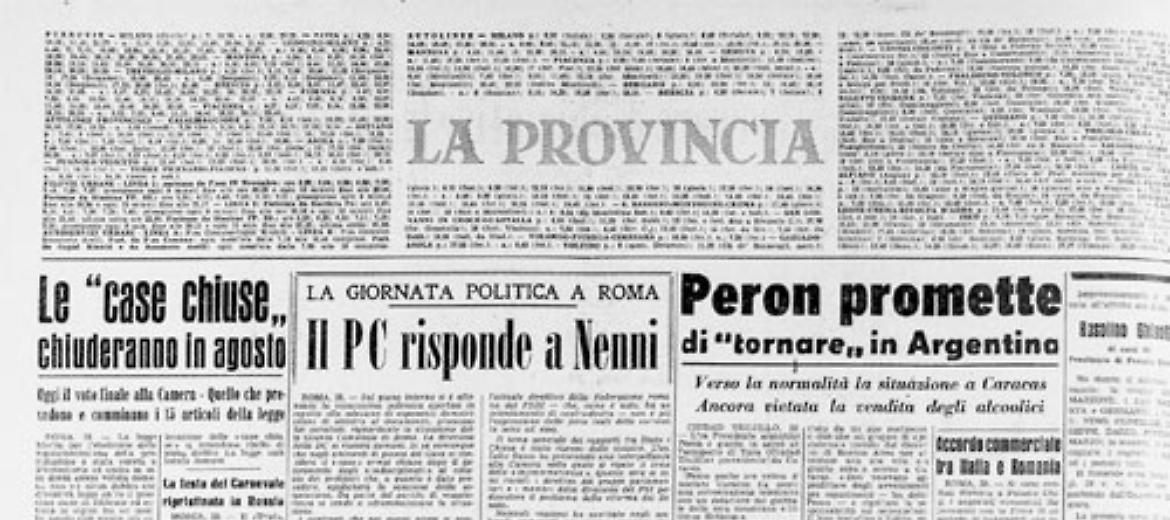 Varata la legge Merlin che sancisce l'abolizione delle case di tolleranza