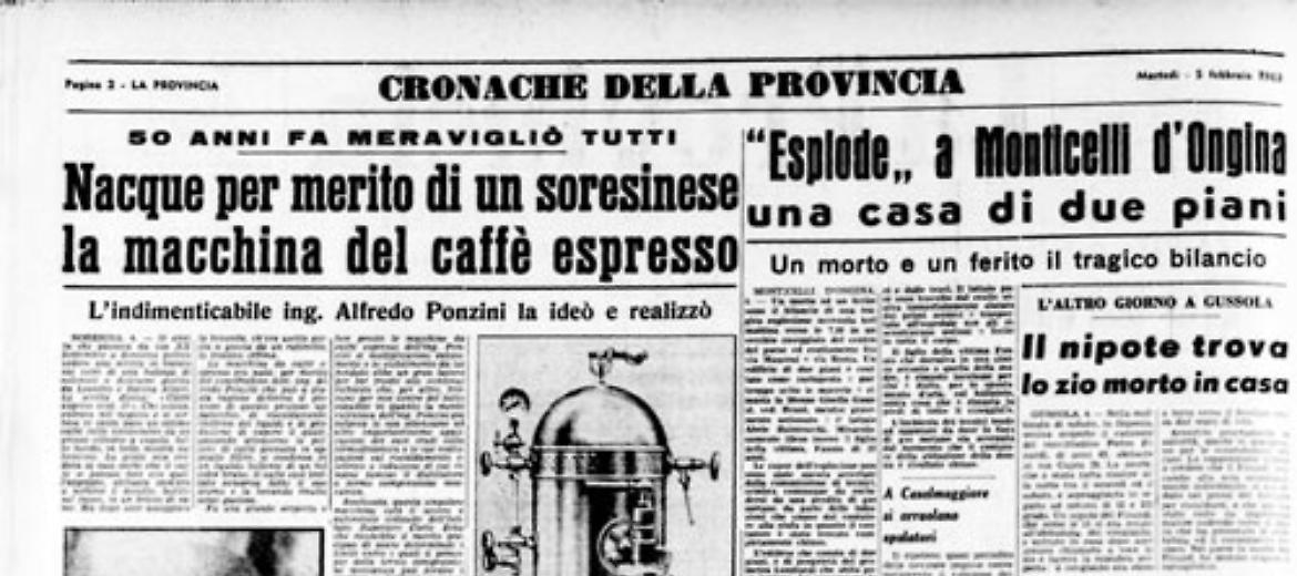 Il soresinese Alfredo Ponzini è l'inventore della macchina del caffè espresso