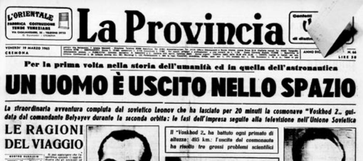 Per la prima volta un uomo, il cosmonauta russo Leonov,  'passeggia' nello spazio