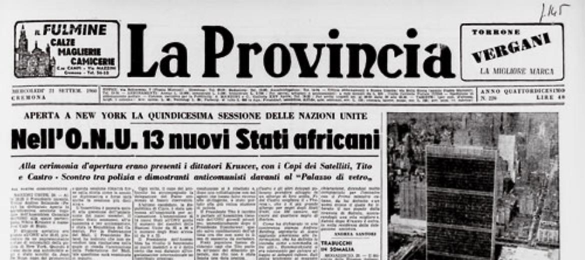 Nell'Onu 13 nuovi Stati Africani - Kruscev visita Castro - Maltepo: già 35 le vittime -Adenauer esclude che l'Alto Adige possa rompere l'alleanza europea