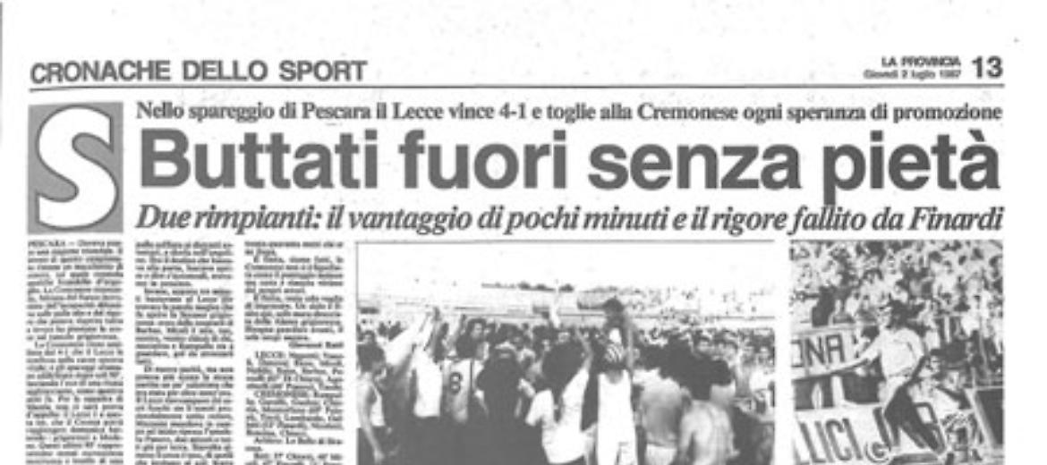 Cremonese «A» addio. 