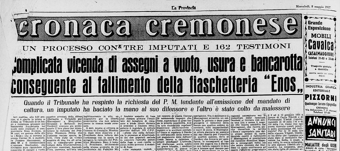La complicata vicenda legata al fallimento della fiaschetteria "Enos"