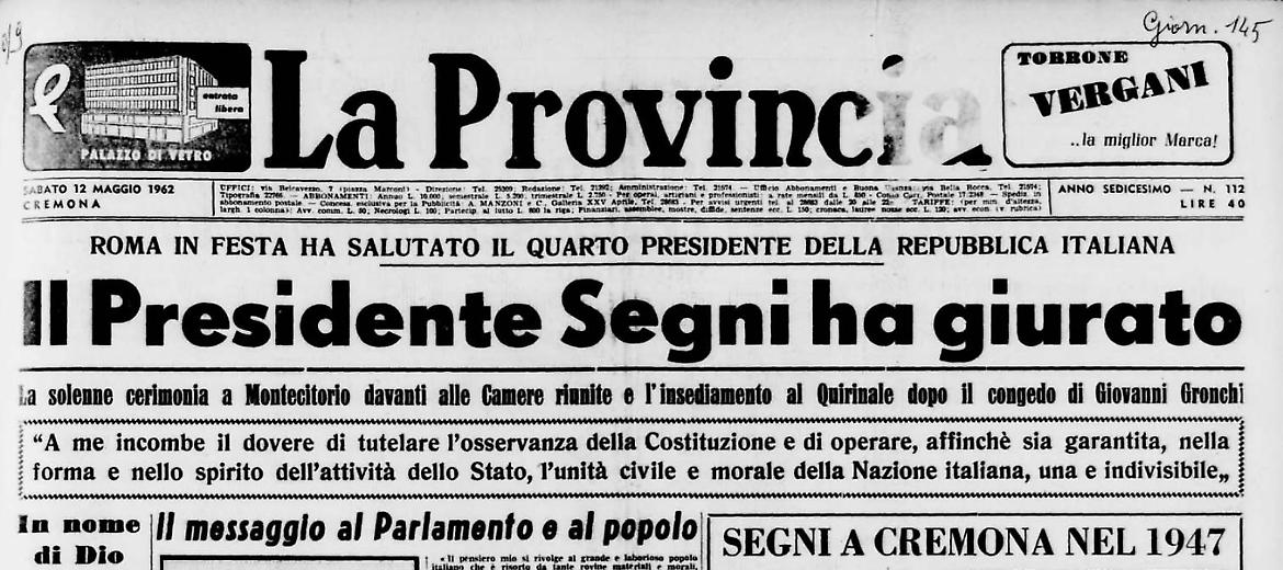 Il Presidente Segni ha giurato
