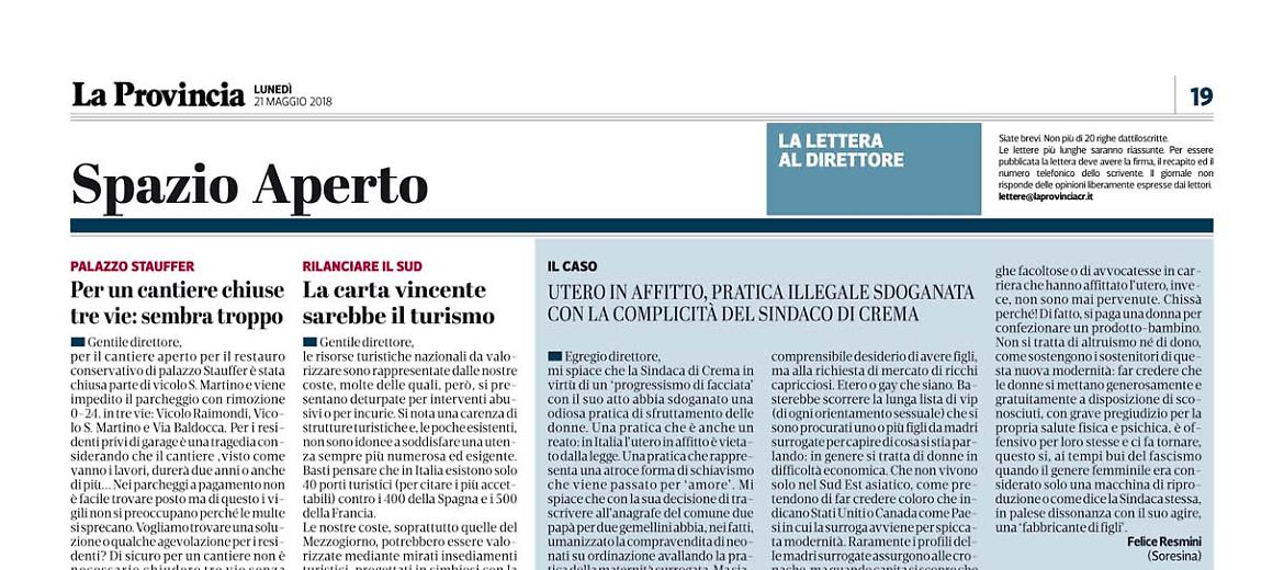 Lettere al Direttore del 21 maggio