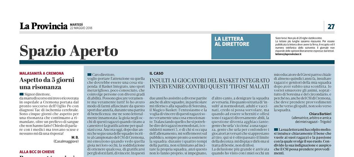 Lettere al Direttore del 22 maggio