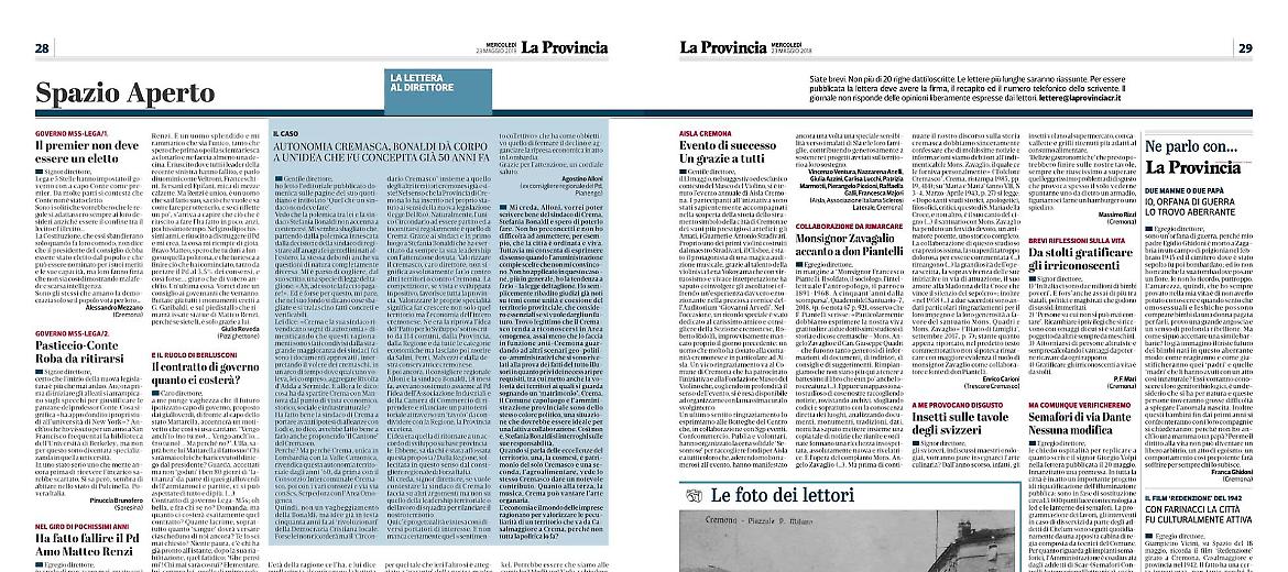 Lettere al Direttore del 23 maggio