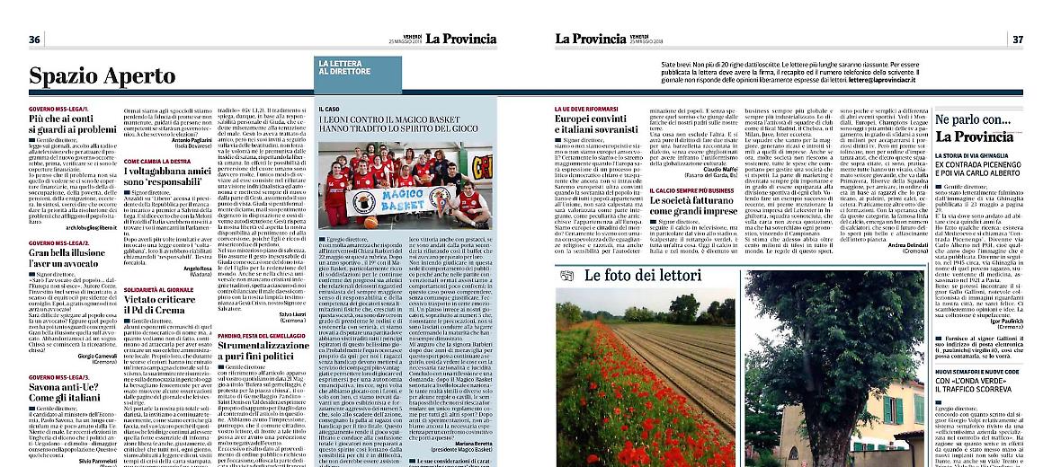 Lettere al Direttore del 25 maggio