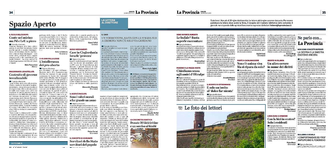 Lettere al Direttore del 26 maggio