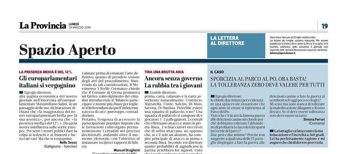 Lettere al Direttore del 28 maggio