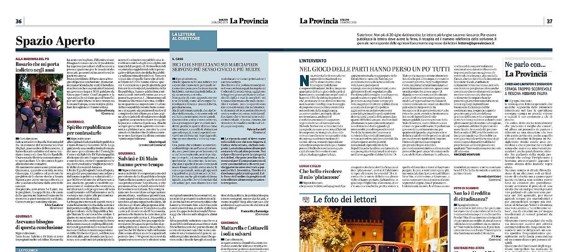 Lettere al Direttore del 2 giugno