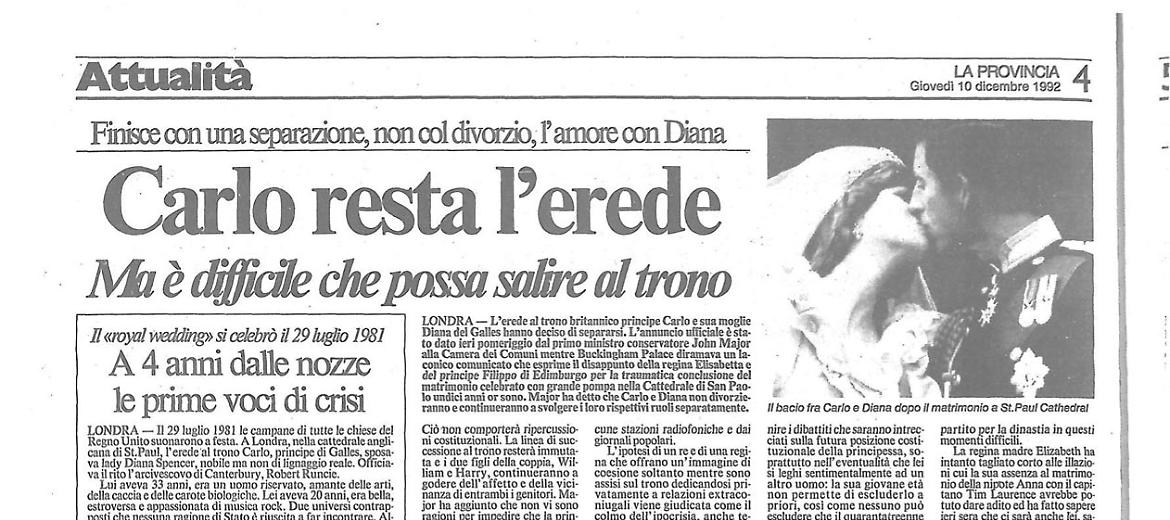 Si separano Carlo e Diana