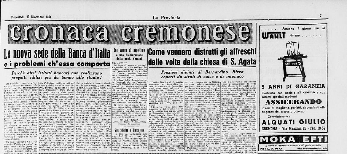 Come vennero distrutti gli affreschi delle volte della chiesa di S. Agata