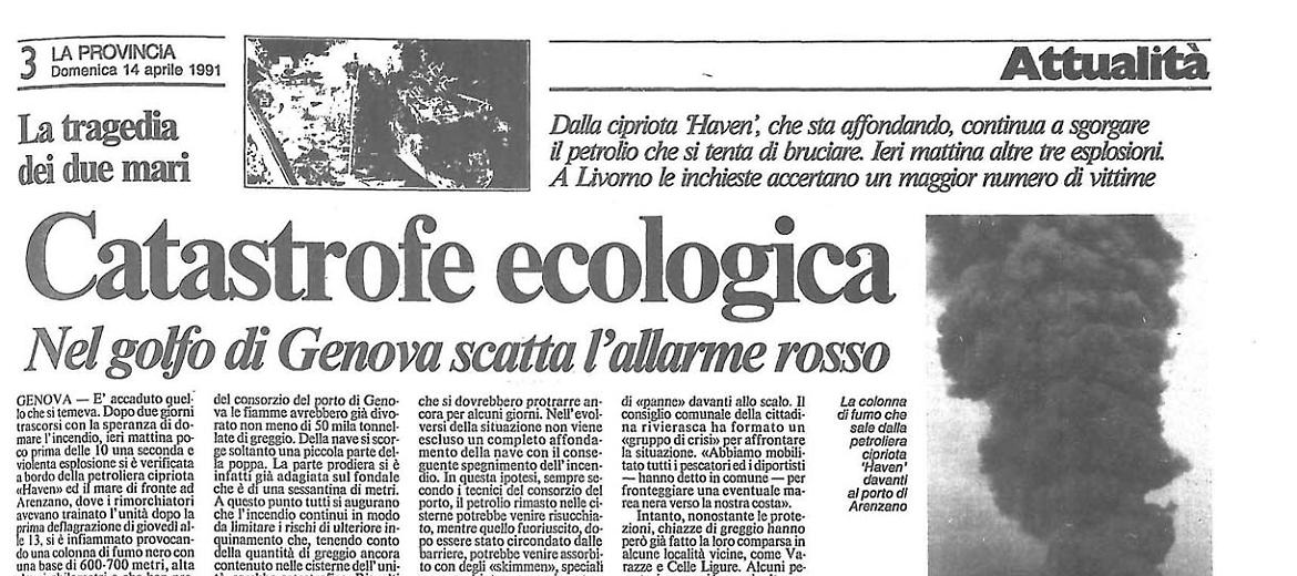 Nel golfo di Genova scatta l'allarme rosso 	