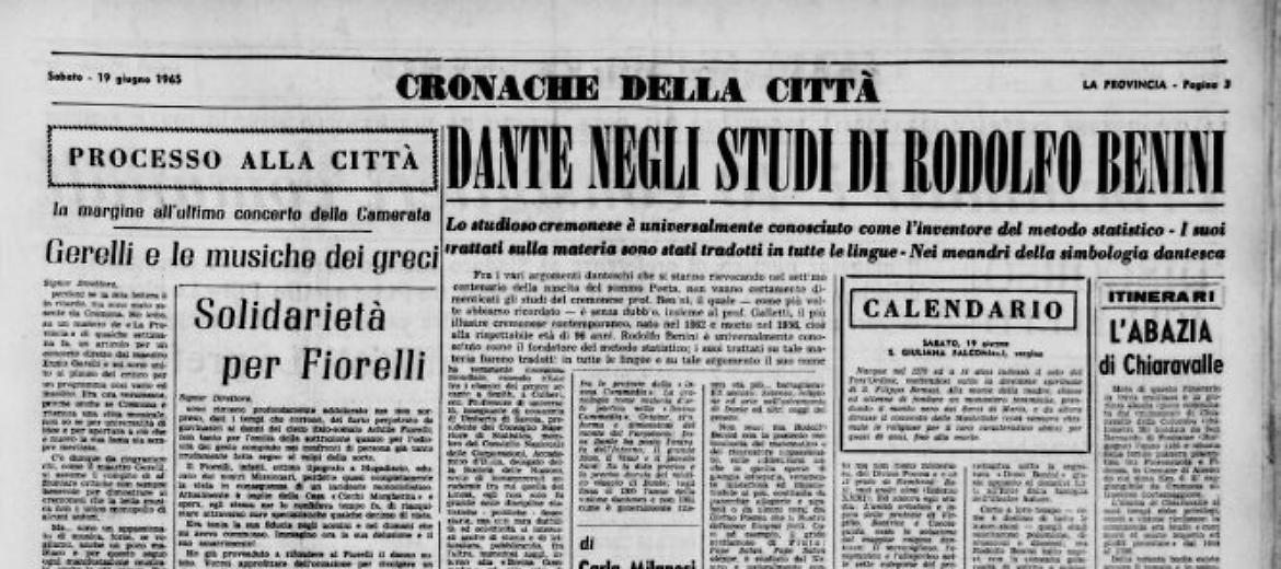 Dante negli studi di Rodolfo Benini