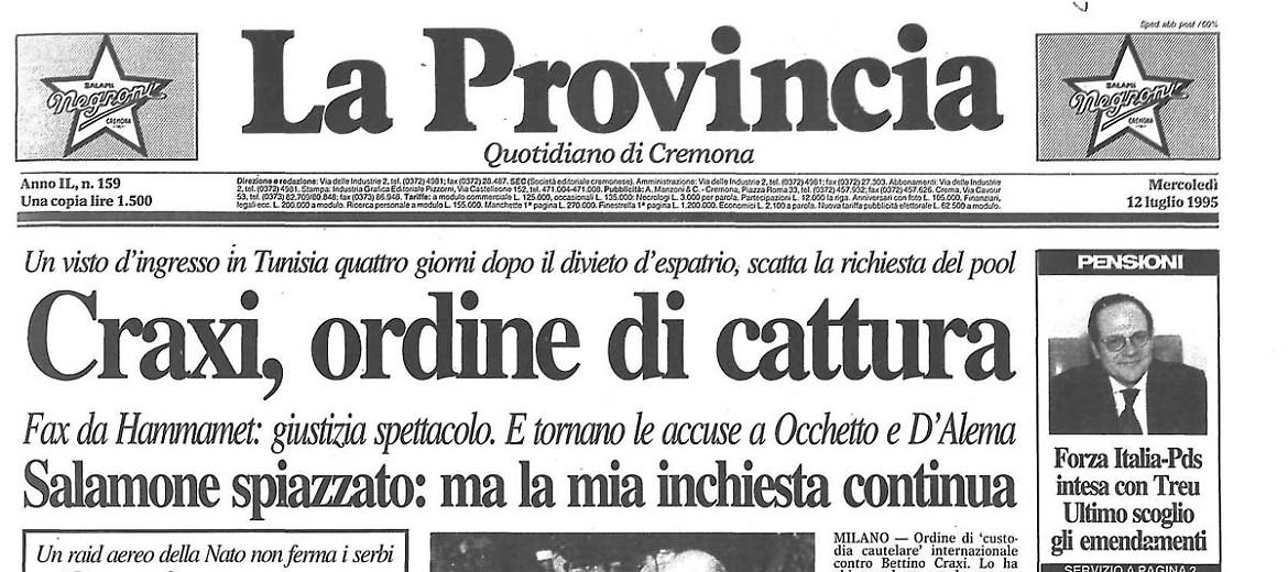 Craxi, ordine di cattura Onu impotente. Cade Srebrenica