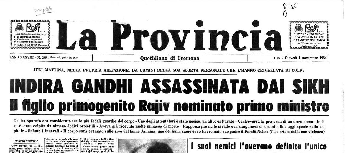 Indira Gandhi assassinata dai Sikh