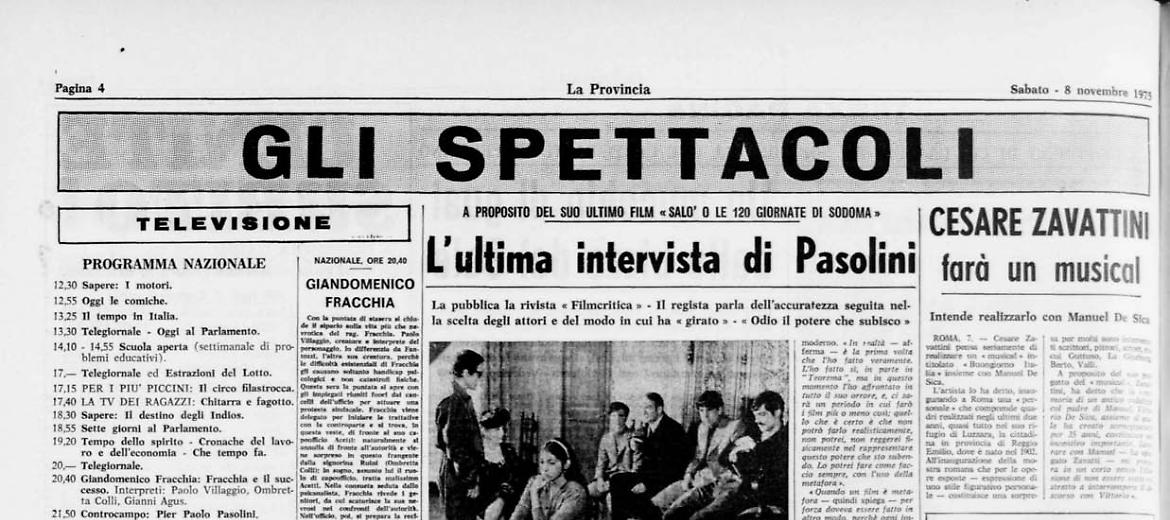 L'ultima intervista di Pasolini