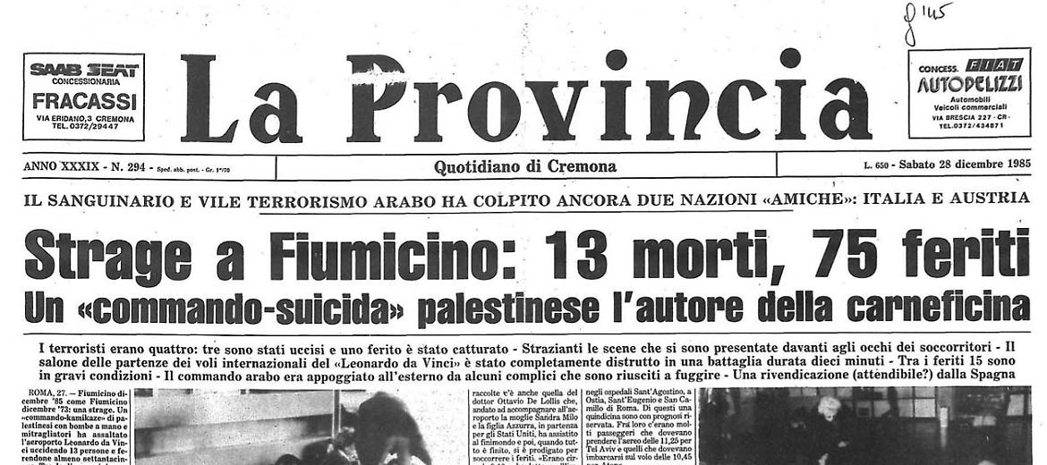 Strage a Fiumicino: 13 morti, 75 feriti