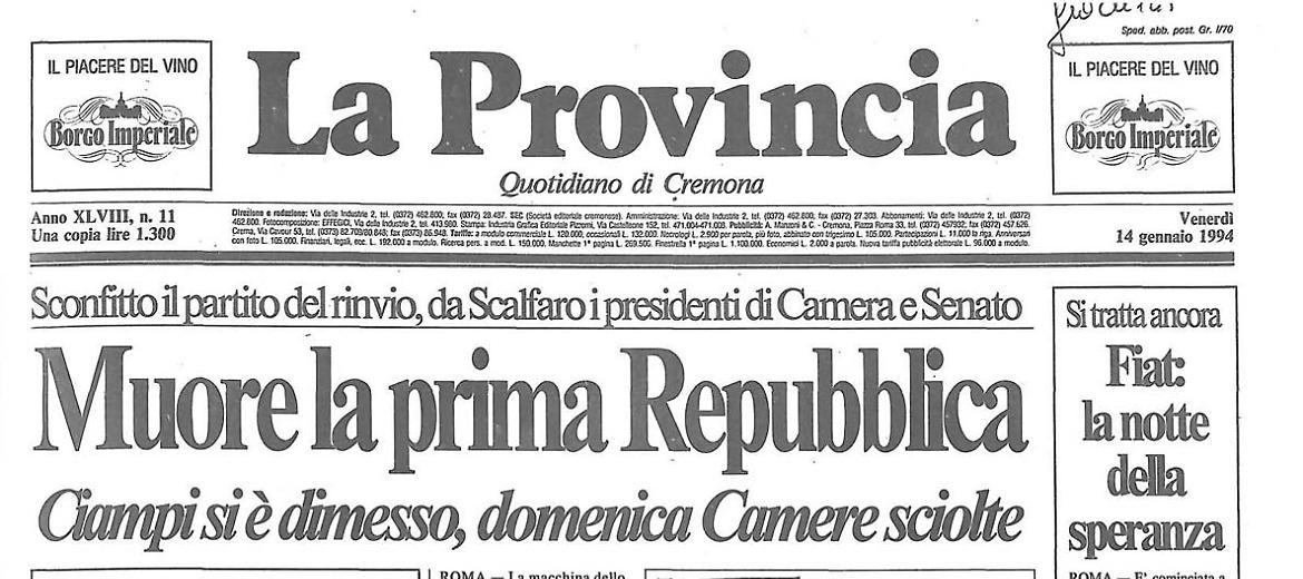 Muore la prima Repubblica