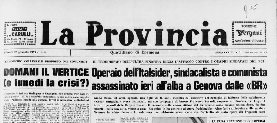 Operaio dell'ltalsider, sindacalista e comunista assassinato a Genova dalle «BR»