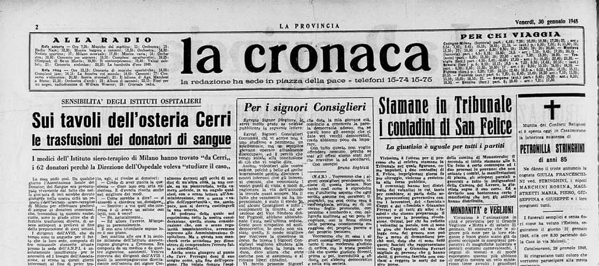 Sui tavoli dell'osteria Cerri