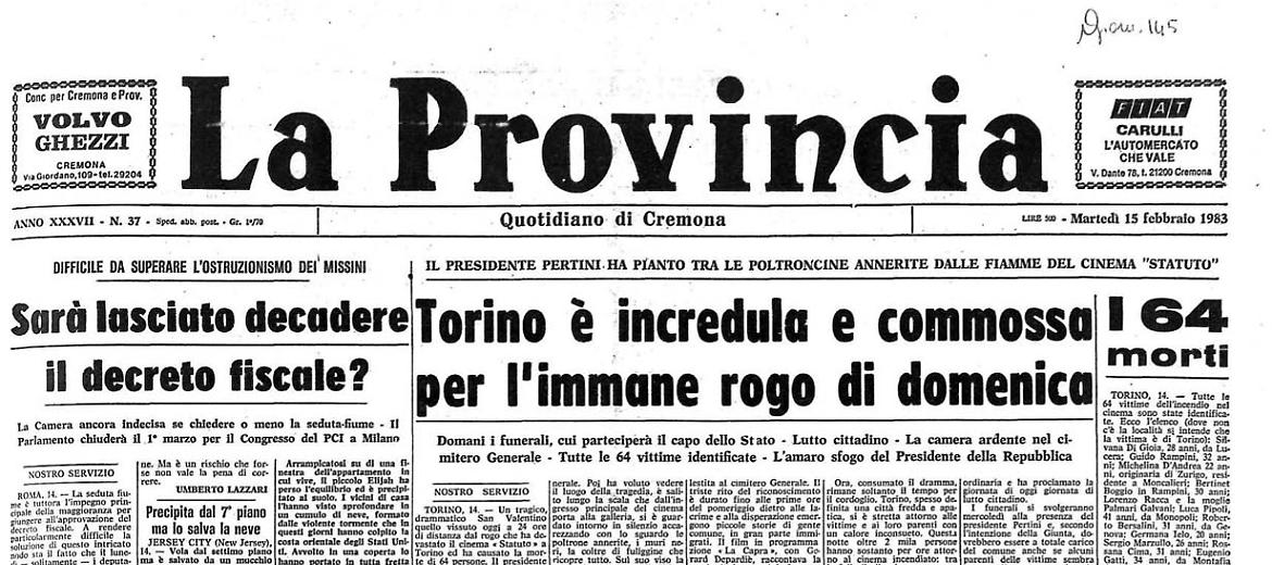Torino è incredula e commossa per l'immane rogo del cinema “Statuto”