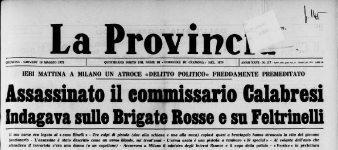 Assassinato il commissario Calabresi
