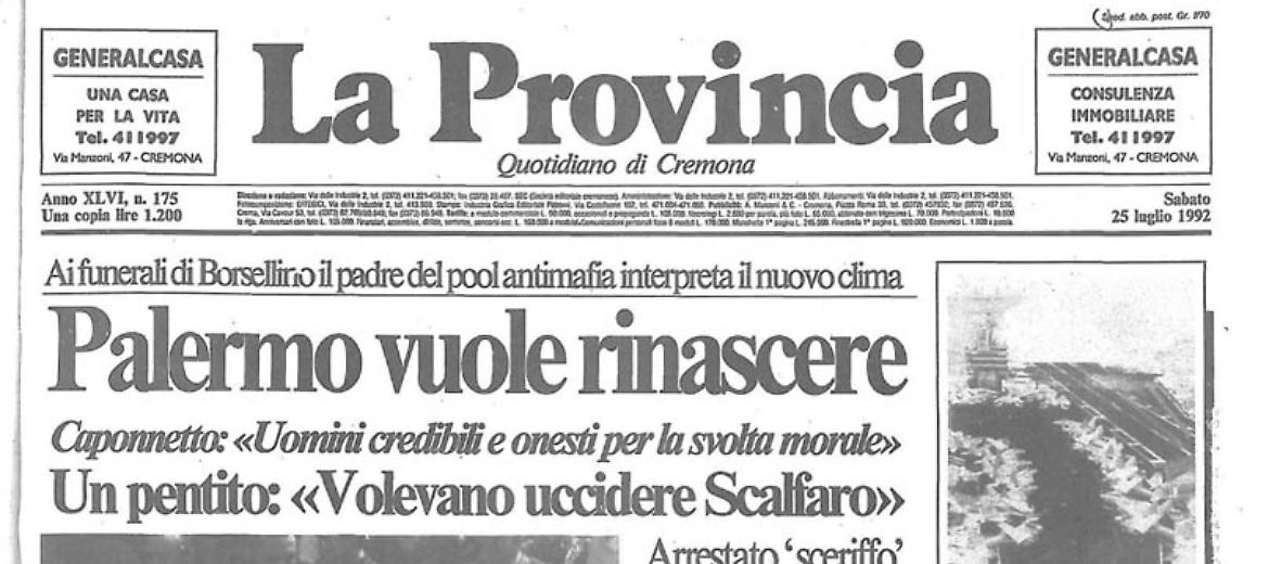 Funerali di Paolo BorsellinoScalfaro minacciato di morte