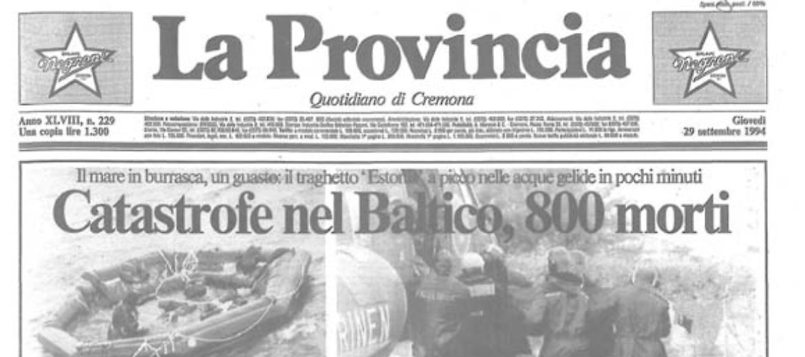 Catastrofe nel Baltico, 800 morti