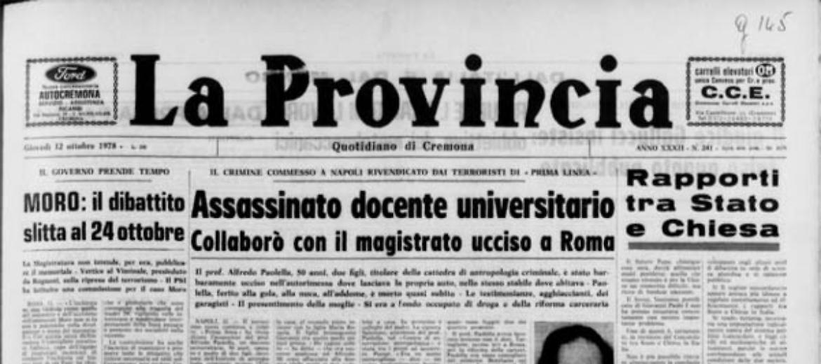 Assassinato docente universitario dai terroristi di «Prima Linea»
