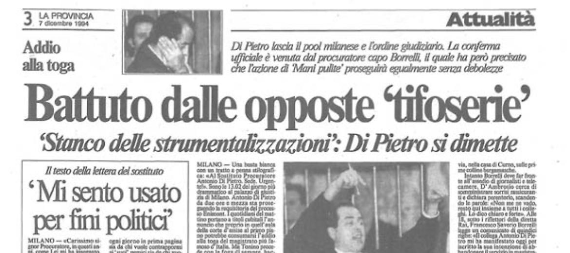 Di Pietro, toga addio