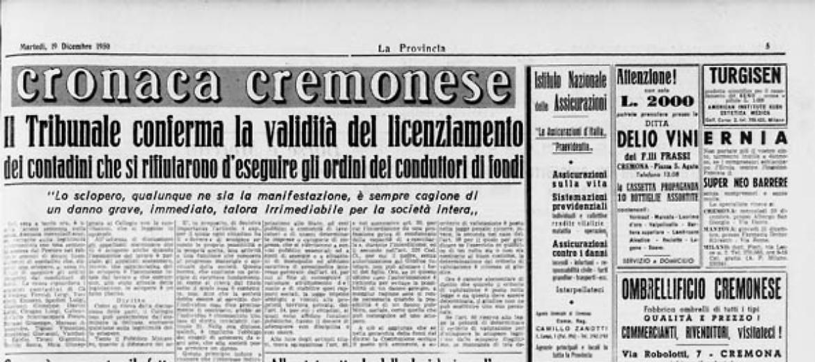 Il Tribunale conferma il licenziamento dei contadini che sospesero il lavoro